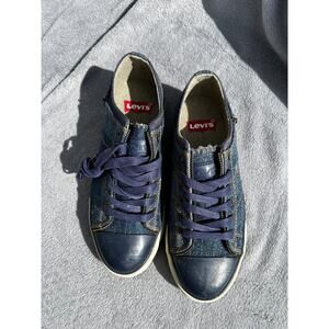 Levi Strauss Unisex Canvas Upper Shoes Dark Blue Denim Zipper Detail Size 5